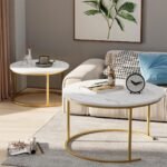 Round Coffee Table Nesting Coffee End Tables Stacking Side Tables - Set of 2 - Image 8