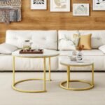 Round Coffee Table Nesting Coffee End Tables Stacking Side Tables - Set of 2 - Image 9