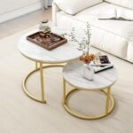 Round Coffee Table Nesting Coffee End Tables Stacking Side Tables - Set of 2 - Image 3