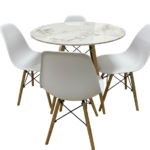 Round Marble Dining Table & 4 Chairs Set