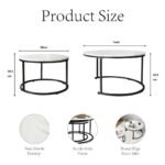 Round Nesting Coffee Table Set of 2, End Side Table with Sturdy Metal Frame - Image 8