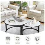 Round Nesting Coffee Table Set of 2, End Side Table with Sturdy Metal Frame - Image 6