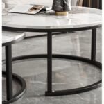 Round Nesting Coffee Table Set of 2, End Side Table with Sturdy Metal Frame - Image 3