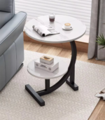 Round Side Table Double Layer Small Coffee Table - Image 7