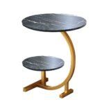 Round Side Table Double Layer Small Coffee Table - Image 6