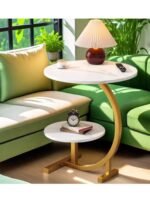 Round Side Table Double Layer Small Coffee Table - Image 11
