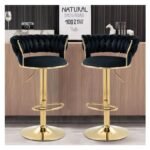 Set of 2 Velvet Swivel Luxury Bar Stools - HZ882 - Image 2