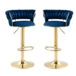 Set of 2 Velvet Swivel Luxury Bar Stools - HZ882 - Image 5