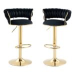 Set of 2 Velvet Swivel Luxury Bar Stools - HZ882