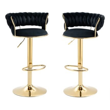 Set of 2 Velvet Swivel Luxury Bar Stools - HZ882