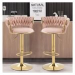 Set of 2 Velvet Swivel Luxury Bar Stools - HZ882 - Image 18