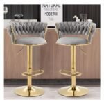 Set of 2 Velvet Swivel Luxury Bar Stools - HZ882 - Image 14