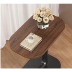 Sturdy Wooden Oval Coffee Table With C- Shape Metal Frame HB-36 - Image 6