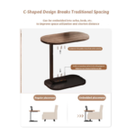 Sturdy Wooden Oval Coffee Table With C- Shape Metal Frame HB-36 - Image 5