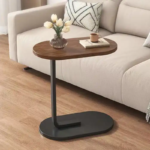Sturdy Wooden Oval Coffee Table With C- Shape Metal Frame HB-36 - Image 2