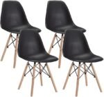 Modern Style Dining Chair Shell Plastic Chair with wooden legs - Set of 4