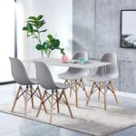 Modern Style Dining Chair Shell Plastic Chair with wooden legs - Set of 4 - Image 10