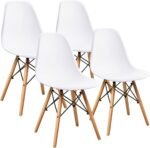 Modern Style Dining Chair Shell Plastic Chair with wooden legs - Set of 4 - Image 11