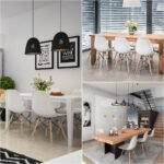 Modern Style Dining Chair Shell Plastic Chair with wooden legs - Set of 4 - Image 12