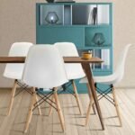 Modern Style Dining Chair Shell Plastic Chair with wooden legs - Set of 4 - Image 13