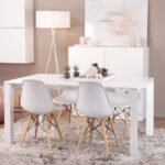 Modern Style Dining Chair Shell Plastic Chair with wooden legs - Set of 4 - Image 14