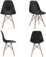 Modern Style Dining Chair Shell Plastic Chair with wooden legs - Set of 4 - Image 2