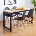 Modern Style Dining Chair Shell Plastic Chair with wooden legs - Set of 4 - Image 4