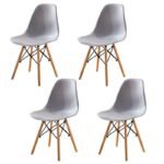Modern Style Dining Chair Shell Plastic Chair with wooden legs - Set of 4 - Image 6