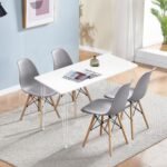 Modern Style Dining Chair Shell Plastic Chair with wooden legs - Set of 4 - Image 8