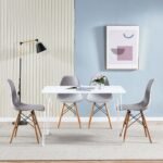 Modern Style Dining Chair Shell Plastic Chair with wooden legs - Set of 4 - Image 9