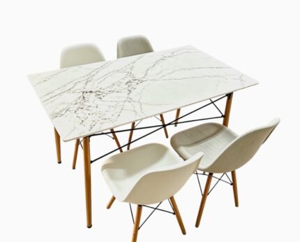 5 in 1 Nordic Design Rectangular Dining Table and Chairs Set