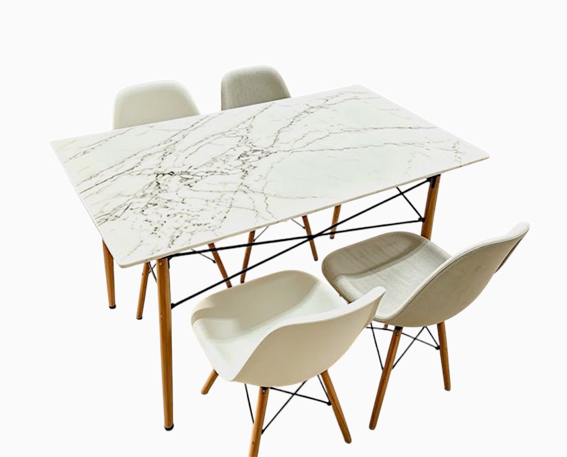 Screenshot 2026-08-10 150508 5 in 1 Nordic Design Rectangular Dining Table and Chairs Set - Image 1