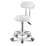 Stylist Modern Round Salon Stool with Adjustable Height and Back Rest - Image 2