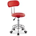 Stylist Modern Round Salon Stool with Adjustable Height and Back Rest - Image 3