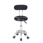 Stylist Modern Round Salon Stool with Adjustable Height and Back Rest - Image 4