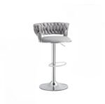 Luxury Velvet Swivel Barstool with Silver legs For Kitchen Island, Cafe, Pub - Image 4