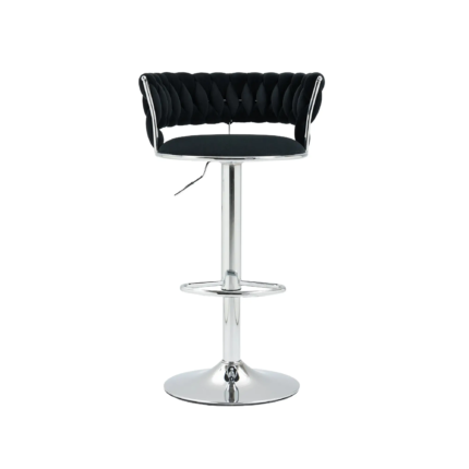 Luxury Velvet Swivel Barstool with Silver legs For Kitchen Island, Cafe, Pub