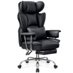 Ergonomic High Back Office Chair, Big and Tall PU Leather Executive Chair with Footrest, Reclining Computer Desk Chair