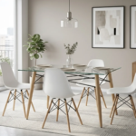 Glass Dining Table with 4 Dining Chairs - Image 2
