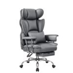 Ergonomic High Back Office Chair, Big and Tall PU Leather Executive Chair with Footrest, Reclining Computer Desk Chair - Image 3