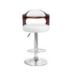 Modern Round Upholstered Bar Stool with Adjustable Height, Swivel, and Footrest - Image 2