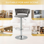 Luxury Velvet Swivel Barstool with Silver legs For Kitchen Island, Cafe, Pub - Image 7