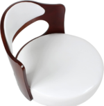 Modern Round Upholstered Bar Stool with Adjustable Height, Swivel, and Footrest - Image 4