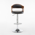Modern Round Upholstered Bar Stool with Adjustable Height, Swivel, and Footrest