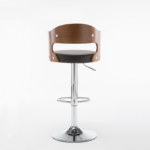 Modern Round Upholstered Bar Stool with Adjustable Height, Swivel, and Footrest - Image 3