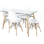 Glass Dining Table with 4 Dining Chairs